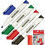 Набор маркеров для досок KORES с губкой 3 мм 4 шт./уп. 20863