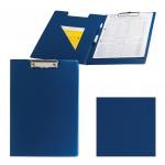 Папка-планшет ОФИСМАГ, А4 (340х240мм), с прижимом и крышкой, картон/ПВХ, РОССИЯ, синяя, 225983