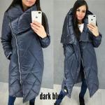 Болоневое пальто с объемным воротником dark blue LE