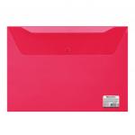 Папка-конверт с кнопкой BRAUBERG, А4, до 100 л, прозрачная, красная, 0,15 мм, 221636