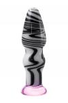 Анальная втулка Sexus Glass, стекло, бело-черная, 12,5 см, D 3,5 см