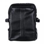 Рюкзак подростковый, 34x26x15см, 2 отделения, задний потайной карман, иск.кожа, черный, дизайн 1