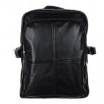Рюкзак подростковый, 34x26x15см, 2 отделения, задний потайной карман, иск.кожа, черный, дизайн 2