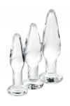 Набор анальных втулок Sexus Glass, стекло, прозрачный, 14/12,5/12 см, D 4/3,5/3 см