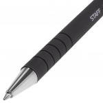 Ручка шариковая STAFF, ЧЕРНАЯ, корпус прорезиненный черный, узел 0,7мм, линия письма 0,35мм, 142398
