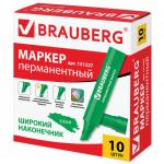 Маркер перманентный BRAUBERG "JUMBO", ЗЕЛЕНЫЙ, ШИРОКАЯ ЛИНИЯ ПИСЬМА, скошенный 3-10мм, 151227