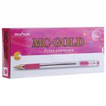 Ручка шариковая масляная с грипом MUNHWA "MC Gold", РОЗОВАЯ, корпус прозр., 0,5мм,линия 0,3мм,BMC-10