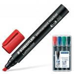 Маркеры перманентные (нестир.) STAEDTLER НАБОР 4шт. АССОРТИ,"Lumocolor", скошен. 2-5мм, 350WP4