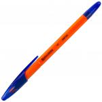 Ручка шариковая масляная BRAUBERG X-100, СИНЯЯ, корпус оранжевый, узел 1мм, линия 0,7мм, OBP100