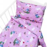 Постельное белье в детскую кроватку 315/2 Слоники с шариками розовый с простыней на резинке