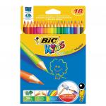 Карандаши цветные BIC "Kids ECOlutions Evolution", 18 цв, пластиковые, заточенные, европодвес,937513