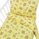 Постельное белье в детскую кроватку 366/4 Жирафики желтый с простыней на резинке