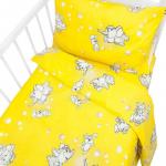 Постельное белье в детскую кроватку 1285/5 Мамонтенок желтый с простыней на резинке