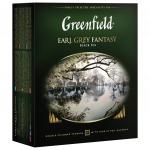 Чай GREENFIELD "Earl Grey Fantasy", черный с бергамотом, 100 пакетиков в конвертах по 2г, ш/к 05848