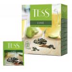 Чай TESS (Тесс) "Lime", зеленый с цедрой цитрусовых, 100 пакетиков по 1,5г, ш/к 09204