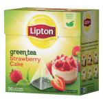 Чай LIPTON "Strawberry Cake", зеленый фруктовый, 20 пирамидок по 2г, 65421734