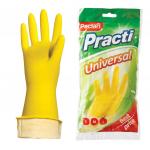 Перчатки хозяйственные резиновые PACLAN "Universal", с х/б напылением, размер L (большой), желтые