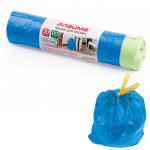 Мешки для мусора 30 л, завязки, синие, в рулоне 20 шт., ПНД, 12 мкм, 50х60 см (±5%), прочные, ЛАЙМА, 601395