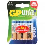 Батарейки GP Ultra Plus, AA (LR06, 15А), алкалиновые, комплект 4 шт., в блистере, 15AUP-2CR4
