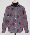 Рубашка серая с цветочным орнаментом