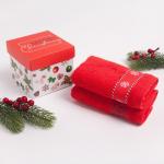 Набор махровых полотенец "Merry Christmas" 30х70 см - 2 шт, 100% хлопок, 370 гр/м2