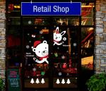 Декоративная рождественская наклейка на стекло "Мишка и зайчик"
