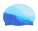 SF 0330 Шапочка для плавания силиконовая, мультиколор синий Bradex
