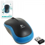 Мышь беспроводная LOGITECH M185, 2 кнопки+1 колесо-кнопка, оптическая, черно-синяя, 910-002239