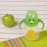 Бутылочка для кормления антиколиковая «Птенчик», с ручками, 280 мл, от 0 мес., цвет зелёный