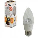 Лампа светодиодная ЭРА, 7(60)Вт, цоколь E27,прозр свеча, тепл.бел, 30000ч, LED smdB35-7w-827-E27-Clear