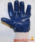 Перчатки х/б с нитриловым покр. двойным (полный облив, манжет резинка) синяя