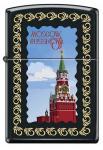 Зажигалка ZIPPO Московский кремль, латунь/сталь с покрытием Black Matte, чёрная, 36x12x56 мм