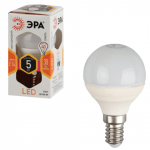 Лампа светодиодная ЭРА, 5(40)Вт, цоколь E14,шар, тепл. бел., 30000ч, LED smdP45-5w-827-E14