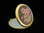 14766  Сувенир зеркало с накладками селенита "Цветы"  70*77*15 мм