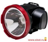 Фонарь налобный Космос H5WLED (акк. 4V 2Ah) 1св/д 5W (220lm), красно-чёрн./пластик, встр. з/у от USB