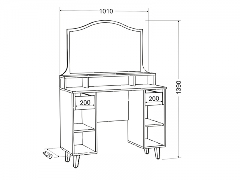 Макияжный стол размеры