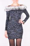 Леопардовое платье с меховым воротником арт.  52871