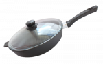 Сковорода Камская посуда Сковорода-гриль с бакелитовой ручкой, со стеклянной крышкой