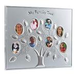 Рамка для 8 фото "Семейное древо", серебро, 30х25 см, пластик (кор 36 шт)