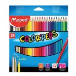 Карандаши цветные MAPED (Франция) "Color Pep's", 24 цв, трехгранные, заточенные, европодвес, 183224