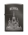 Зажигалка ZIPPO Собор Василия Блаженного, латунь/сталь с покрытием Black Ice®, чёрная, 36x12x56 мм