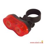 Облик фонарь велосипедный 2055 (2xR03) 2св/д 1W, черный+красный/пластик, 4 режима, задний