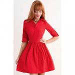 00166 Платье-рубашка красное.