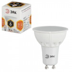 Лампа светодиодная ЭРА, 6(50)Вт, цоколь GU10,MR16,тепл. бел., 30000ч, LED smdMR16-6w-827-GU10