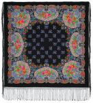 Шаль из уплотненной шерстяной ткани с шелковой вязаной бахромой