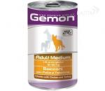 Gemon Dog Medium консервы для собак средних пород кусочки курицы с индейкой 1250 г