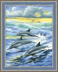 Алмазная живопись Семья дельфинов, 30*40 см