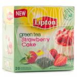 Lipton Strawberry Cake зеленый чай в пирамидках, 20 шт.