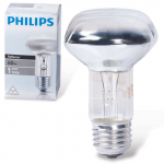Лампа накаливания PHILIPS Spot R63 E27 30D, 60 Вт, зерк., колба d=63 мм, цоколь d=27 мм, угол 30°, 043665