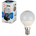 Лампа светодиодная ЭРА, 5(40)Вт, цоколь E14,шар, холодн. бел., 30000ч, F-LED Р45-5w-840-E14